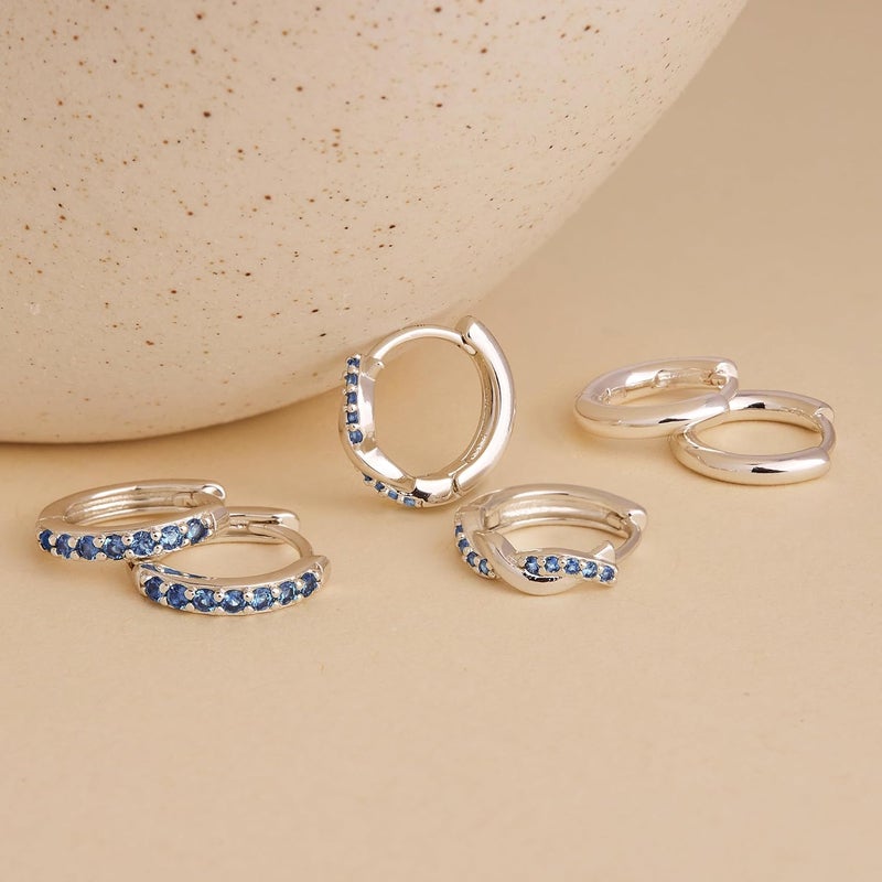 Inerney 14K Gold Plated Huggie Hoop Earrings for Women, Small Sterling Silver Earring Set Hypoallergenic Cartilage Helix Stacks, Mini Dainty Cute Trendy Birthstone Jewelry Gift for Multiple Piercings - Image 5